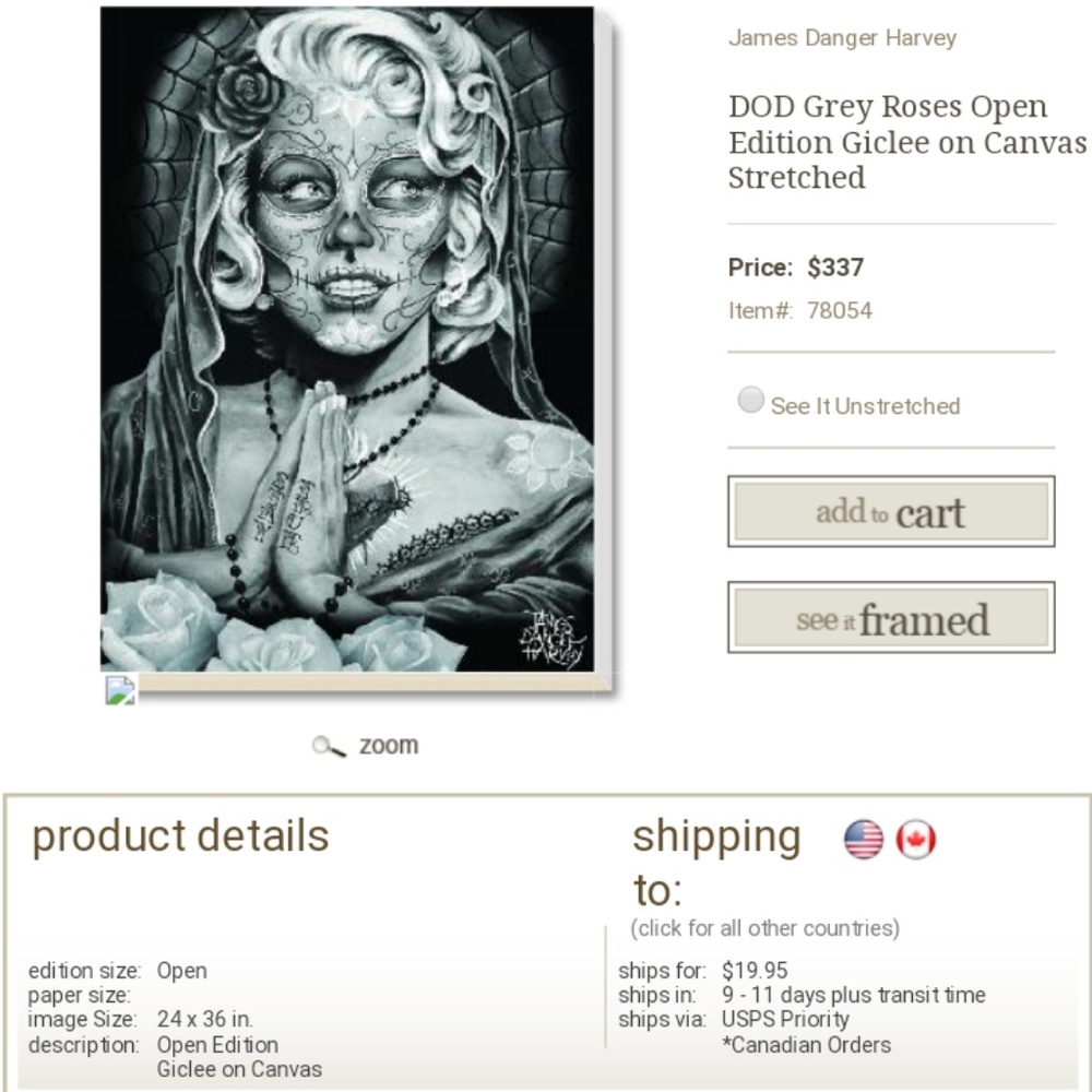 Canvas art with frame